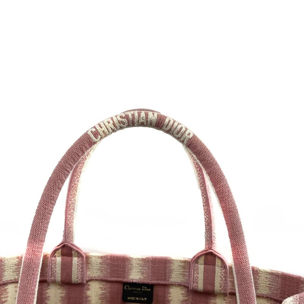 Christian Dior Bayadere Stripe Large Book Tote D-Stripes Embroidery Pink - Picture 9 of 14